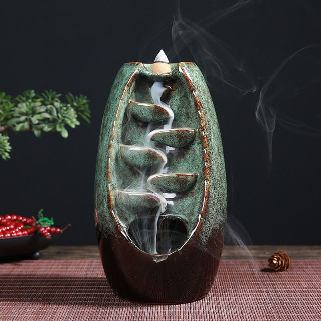Handmade Ceramic Waterfall Incense Burners