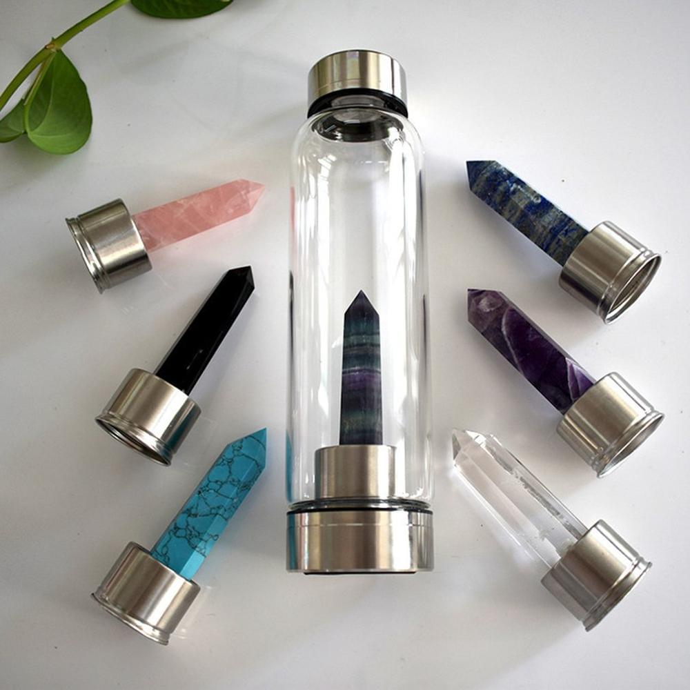 Natural Gemstone Glass Water Bottle - Conscious Shopping