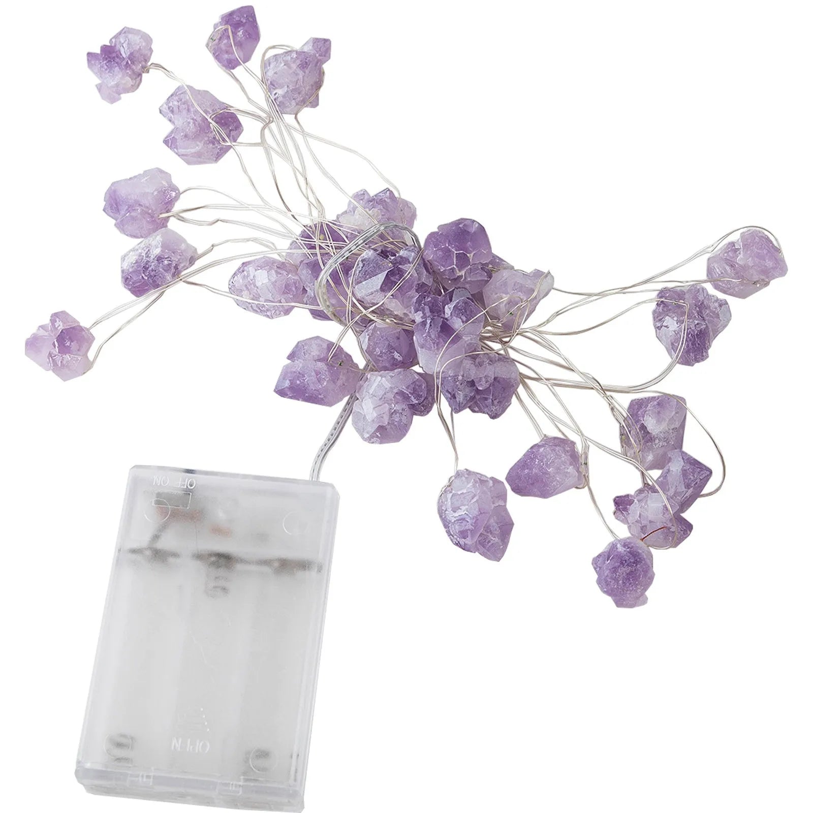 Natural Amethyst Crystal Decorative Fairy Lights - Battery Powered - Conscious Shopping
