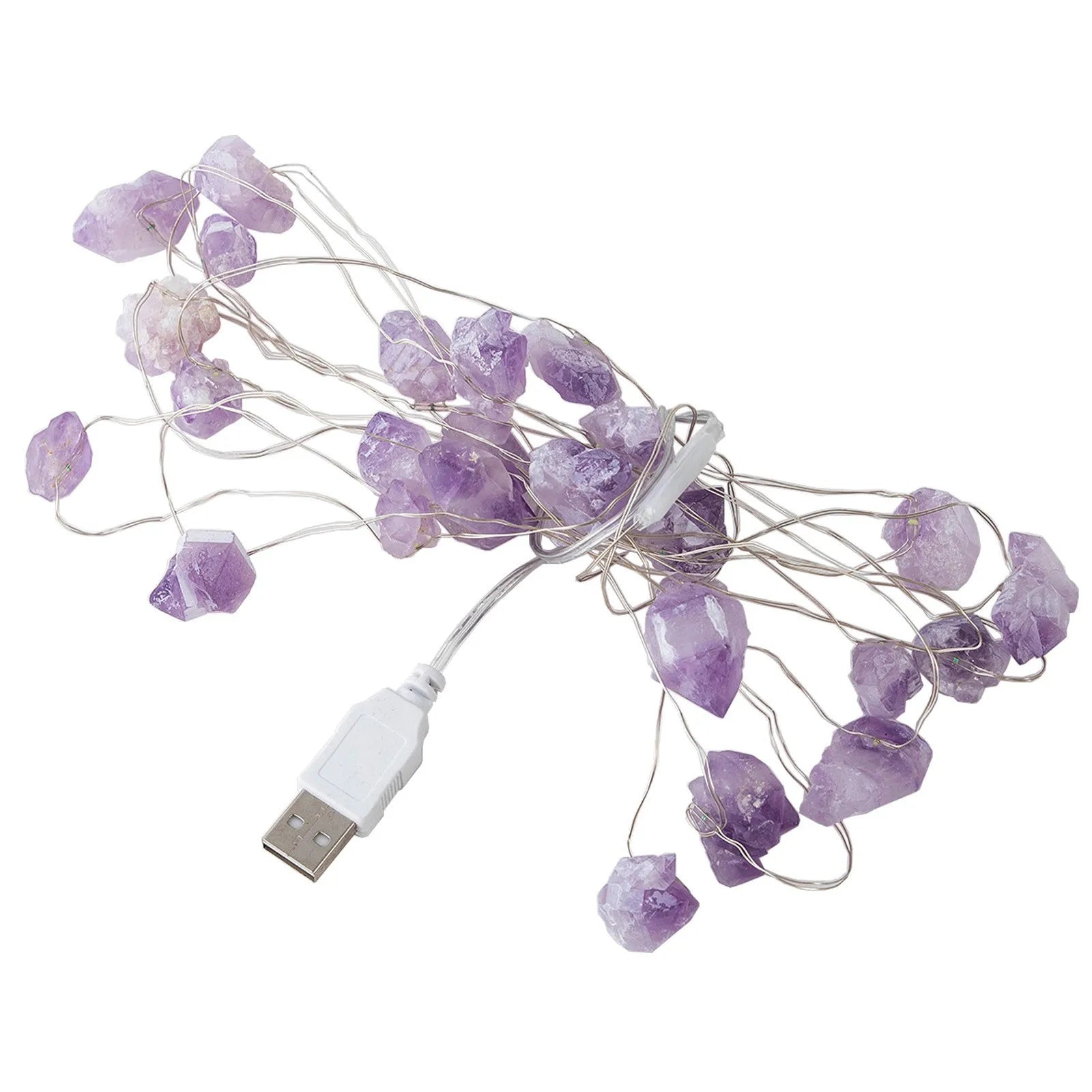 Natural Amethyst Crystal Decorative Fairy Lights - USB Powered - Conscious Shopping