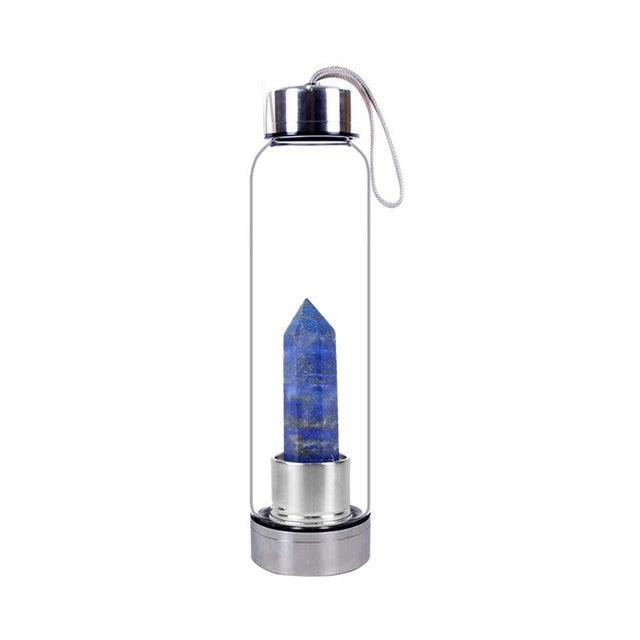 Natural Gemstone Glass Water Bottle - Lapis Lazuli - Conscious Shopping
