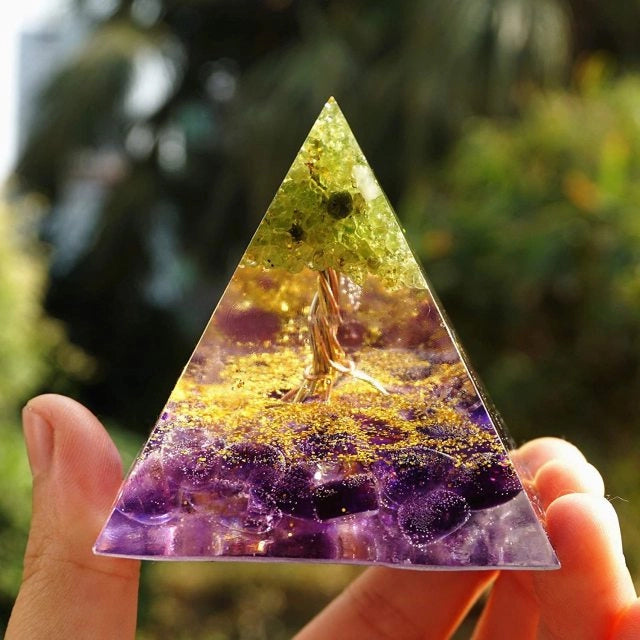 Handmade Orgonite Pyramids - A Perfect Fusion of Energy Healing & Style - Dark Amethyst Tree of Life - Conscious Shopping