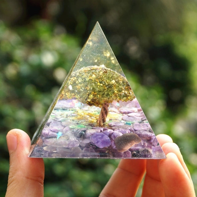 Handmade Orgonite Pyramids - A Perfect Fusion of Energy Healing & Style - Light Amethyst Tree of Life - Conscious Shopping