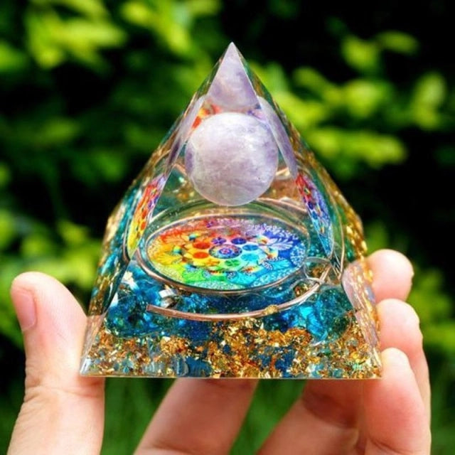 Handmade Orgonite Pyramids - A Perfect Fusion of Energy Healing & Style - Multicolored Flower - Conscious Shopping